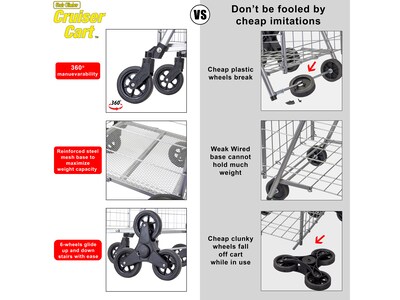 Dbest Stair Climber Cruiser Steel Mobile Folding Utility Cart with Front Swivel Wheels, Silver (01-897)