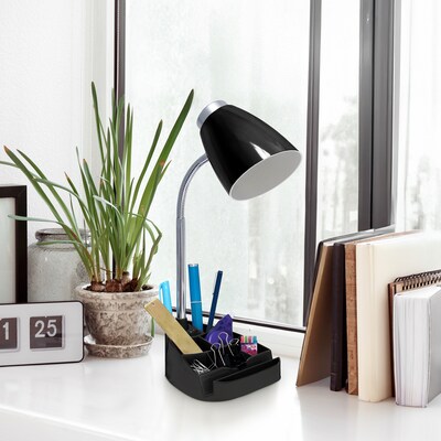 Creekwood Home 18.5" Flexible Gooseneck Organizer Desk Lamp with Stand, Black (CWD-1001-BK)