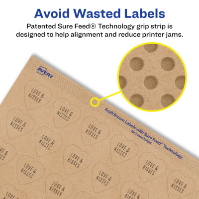 Avery Laser/Inkjet Decorative Edge Multipurpose Labels, .75" x .75", Kraft Brown, 2000 Labels/Pack ( 94601)
