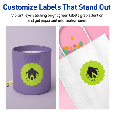 Avery Decorative Edge Multipurpose Labels, 2.5" Dia., Bright Green, 720/Box (94516)