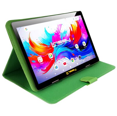 LINSAY F10 Series 10.1" Tablet, Wi-Fi, Octa Core, 256GB eMMC, Android 15, Green Leather Case (F10IPGBCGREPLUS)