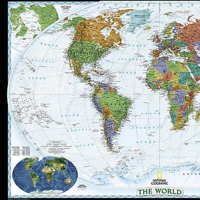 National Geographic World Decorator Map, Laminated, 46" x 30.5" (NGMRE00622079)