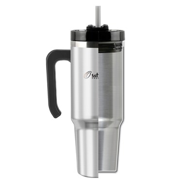 Outdoors Professional Stainless Steel Double-Walled Vacuum Insulated Tumbler with Straw, 30 oz., Silver (OUTD9034)