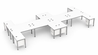 Boss Office Products Simple System 66W L-Shaped Desk, White, 8/Set (SGSD027-202-WT)