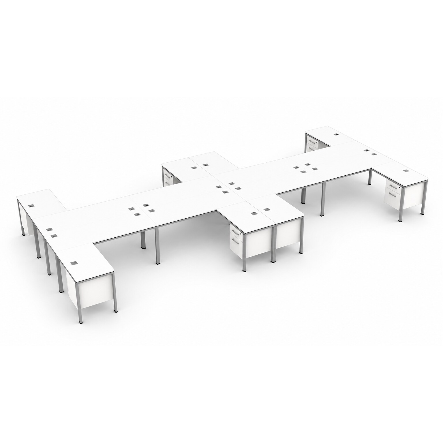 Boss Office Products Simple System 66W L-Shaped Desk, White, 8/Set (SGSD027-202-WT)