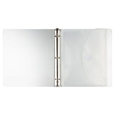 JAM Paper Plastic Binder Pocket, 3-Hole Punched, Clear, 3/Pack (218VB1CLX3)
