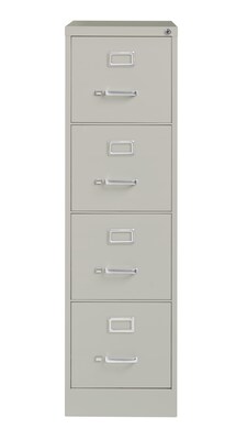 Hirsh Commercial 4-Drawer Vertical File Cabinet, Letter Size, Lockable, 52H x 15W x 26.5D, Light Gray (14029)