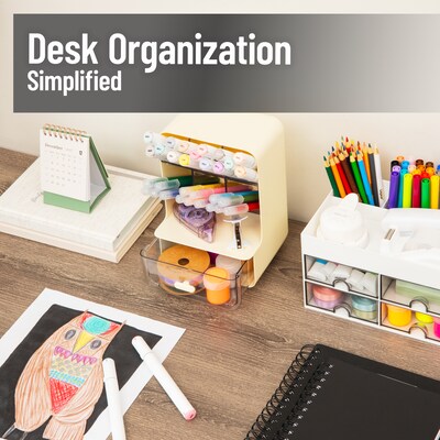 Mind Reader 8-Compartment Plastic Desk Organizer, White (MINI-WHT)