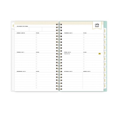 2025-2026 Day Designer for Blue Sky Secret Garden Mint 5" x 8" Academic Year Weekly & Monthly Planner, Plastic Cover