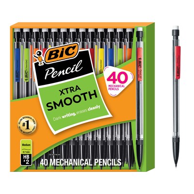 BIC Xtra-Smooth Mechanical Pencil, 0.7mm, #2 Medium Lead, 40/Pack (MPP40MJ-BLK)