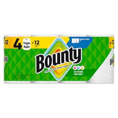 Bounty Select-A-Size Triple Roll Paper Towels, 2-Ply, 123 Sheets/Roll, 4 Rolls/Pack (06134)