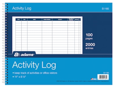 Adams Record Book, 8 Columns, 11 x 8.5, White, 50 Sheets/Book (S1185)