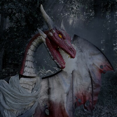 Haunted Hill Farm 6' Tall Motion-Activated Brimstone Dragon (HHBRMDRAGON-1FLSA)