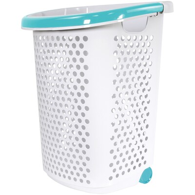 Home Logic 2.0-Bushel Rolling Hamper, Plastic, White, 2/Pack (2110HMLCO000443)