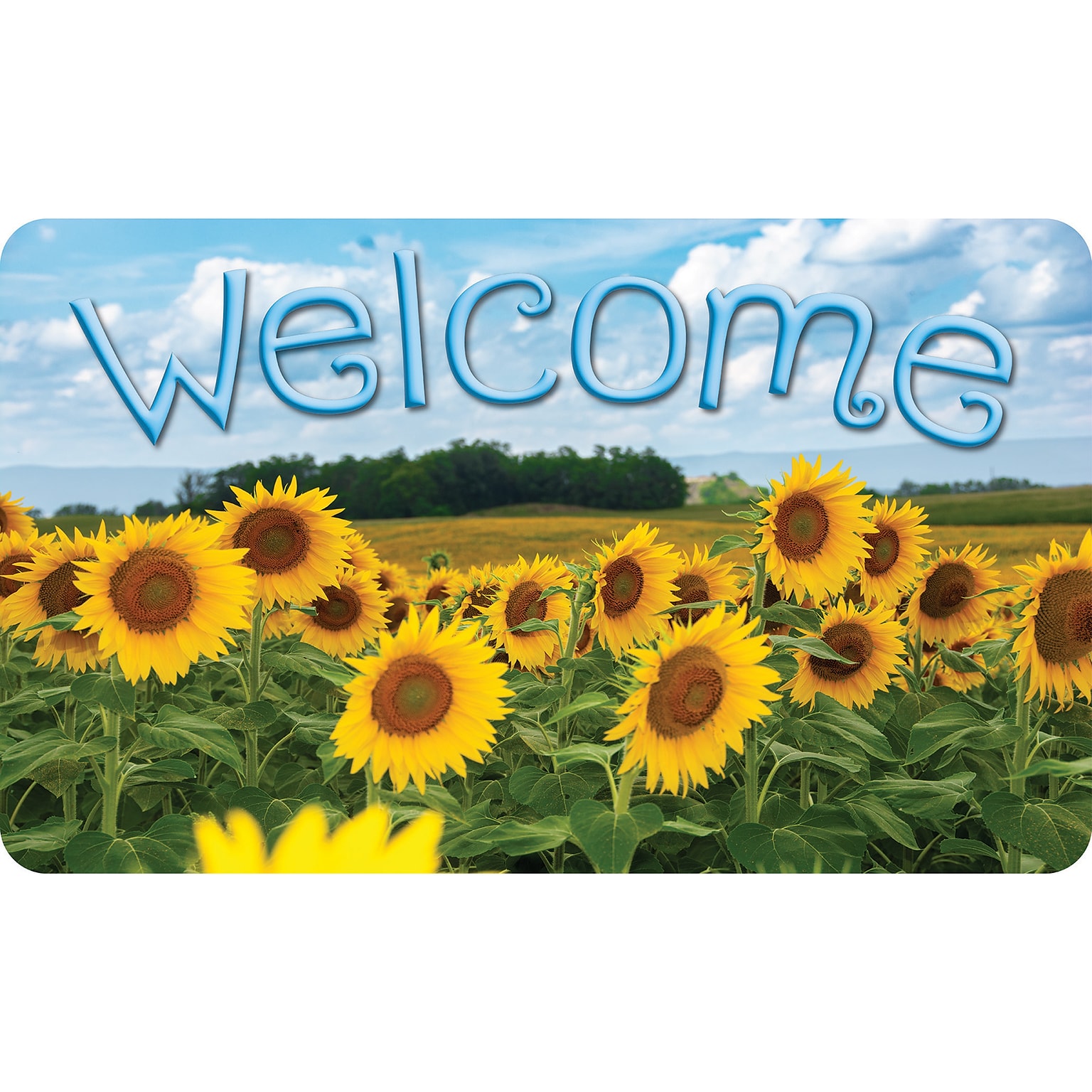Ashley Productions The Original Fun Mat, Welcome Mat, 18 x 30, Sunflowers Welcome (ASH91302)