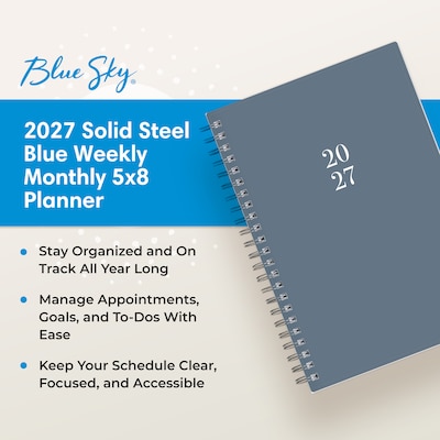 2027 Blue Sky 5" x 8" Weekly & Monthly Planner, Steel Blue (164273)