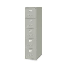 Hirsh Industries® Vertical Letter File Cabinet, 5 Letter-Size File Drawers, Light Gray, 15 x 26.5 x