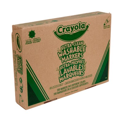 Crayola Ultra-Clean Washable Markers, Broad, Assorted Colors, 200/Carton (58-8200)
