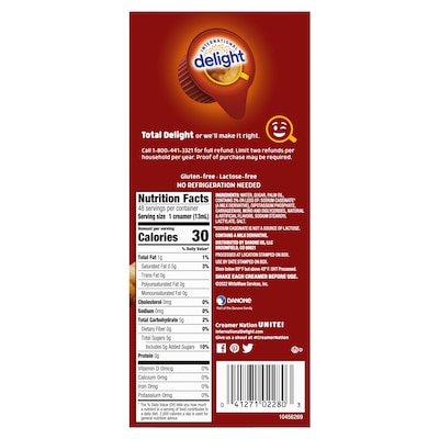 International Delight Hazelnut Liquid Creamer, 0.44 oz., 48/Box (WWI02283)