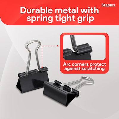 Staples® 0.75"W Binder Clips, Small, Black, 144/Pack (ST32002/32002)