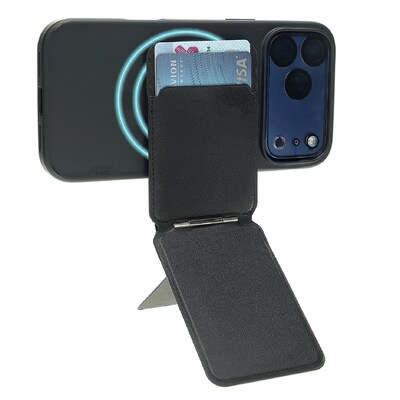 TUFF8 Magnetic Foldable Origami Cell Phone Wallet Stand, Black (AO-FWSBK)