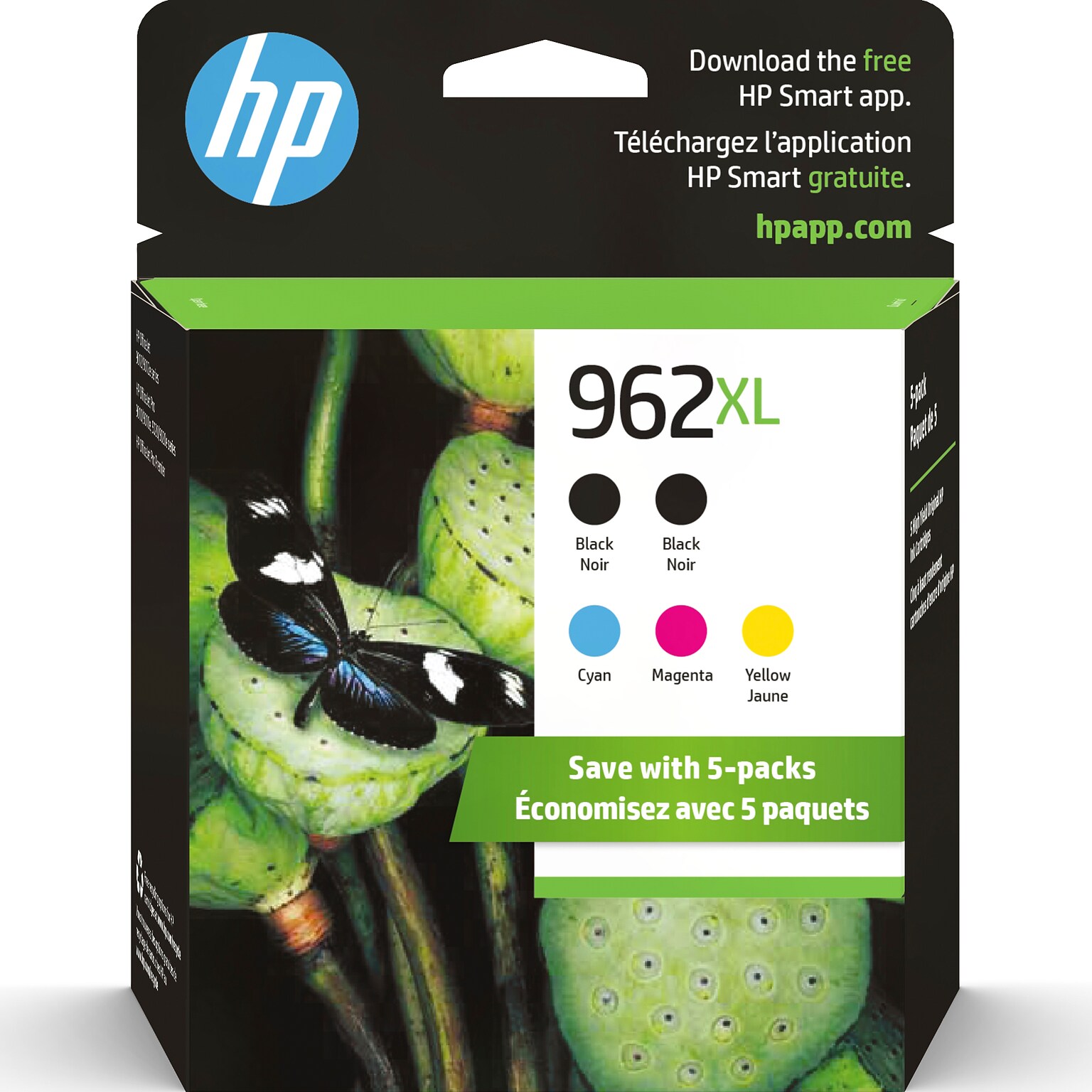 HP 962XL Ink Cartridge Twin Black Cyan/Magenta/Yellow High Yield 5-Pack ...