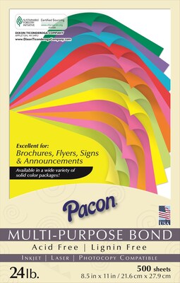 Pacon Kaleidoscope Colored Paper, 24 lbs., 8.5 x 11, Hyper Pink, 500 Sheets/Ream (PAC102206)