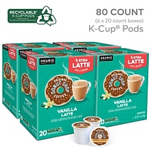 The Original Donut Shop One-Step Vanilla Latte Coffee, Keurig K-Cup Pod, Dark Roast, 24/Box, 4 Boxes