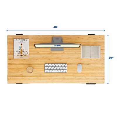 FlexiSpot E7 Commercial 48''W Electric Adjustable Standing Desk, Bamboo/Black (E7BCOM4824-LBZB)