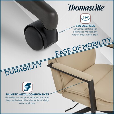 Thomasville Furniture Upton Ergonomic Bonded Leather Swivel Manager Chair, Cream (51421-CRM)