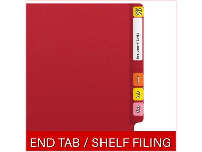 Medical Arts Press Reinforced End Tab File Folder, Straight Cut, Letter-Size, Red, 250/Carton (S-01602-RED-B)
