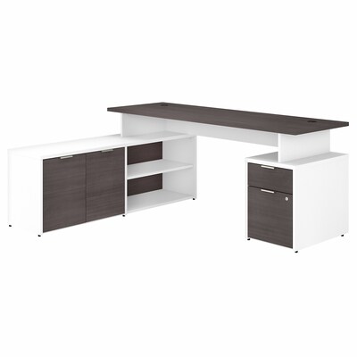 Bush Business Furniture Jamestown 72W L Shaped Desk with Drawers, Storm Gray/White (JTN009SGWHSU)