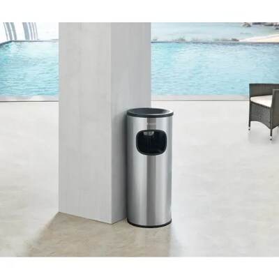 Global Industrial Stainless Steel Ashtray Trash Can, 3 Gallon, Matte (615153)