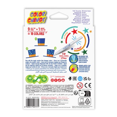 CARIOCA Magic! Washable Kids Markers, Bold Tip, Assorted Colors, 10/Pack, 2/Bundle (CRA42737-2)