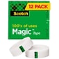 Scotch Magic Invisible Tape Refill, 3/4 x 27.77 yds., 12 Pack (810K12)