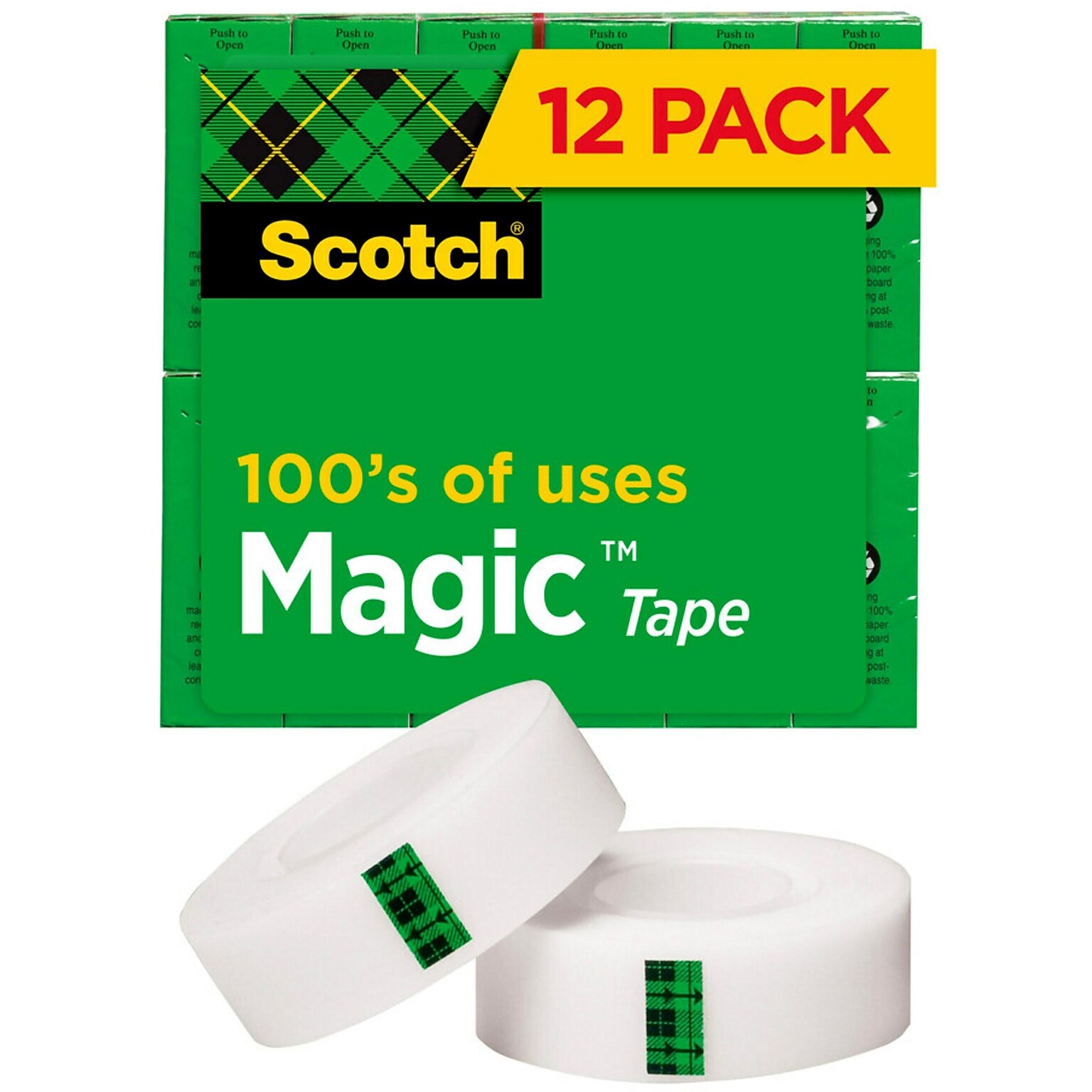 Scotch Magic Invisible Tape Refill, 3/4 x 27.77 yds., 12 Pack (810K12)