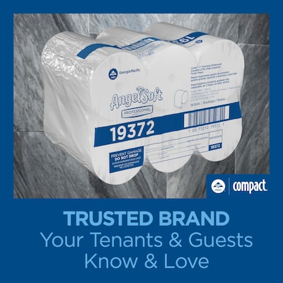 Angel Soft Professional Series Compact Recycled Coreless Toilet Paper, 2-Ply, White, 1125 Sheets/Roll, 18 Rolls/Carton (19372)