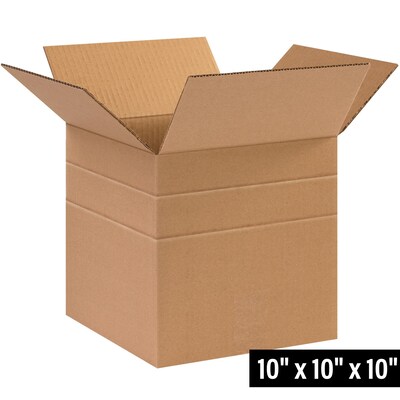 10 x 10 x 10 Multi-Depth Shipping Boxes, 25/Bundle (MD101010)
