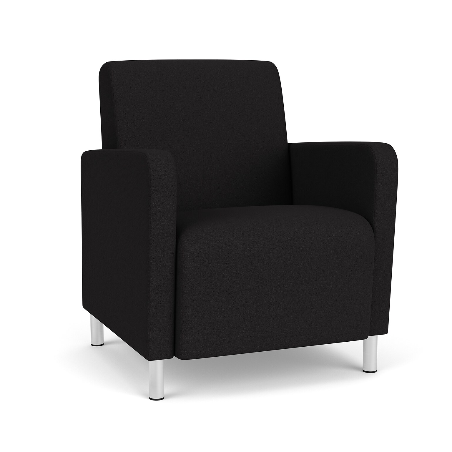 Lesro Ravenna Fabric Guest Chair, Open House Black/Brushed Steel (RV1101.FBS-01OHBK)