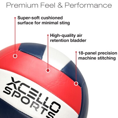 Xcello Sports Volleyballs with Pump, Navy/Silver and Navy/Red, 6/Pack (XS-VB-6-ASST-2)
