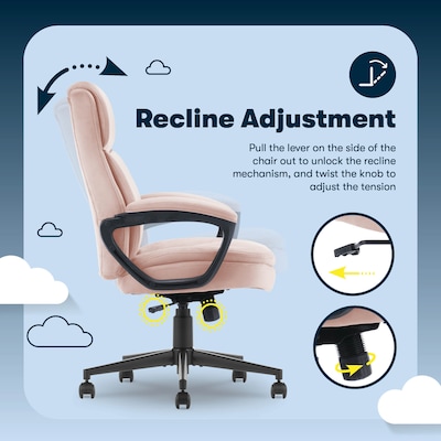 Serta Comfort Ergo Ergonomic Velvet Fabric Swivel Executive Chair, Pink (CCHR10016D)