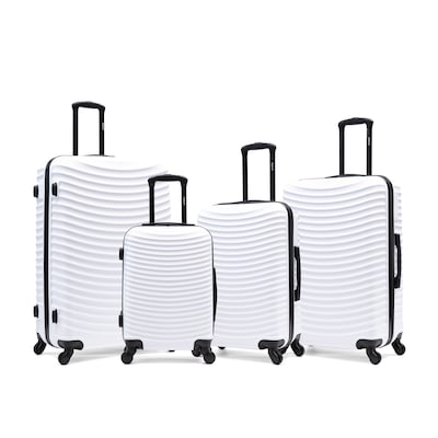 DUKAP Adly 4-Piece Hardside Spinner Luggage Set, TSA Checkpoint Friendly, White (DKADLSMLXL-WHI)