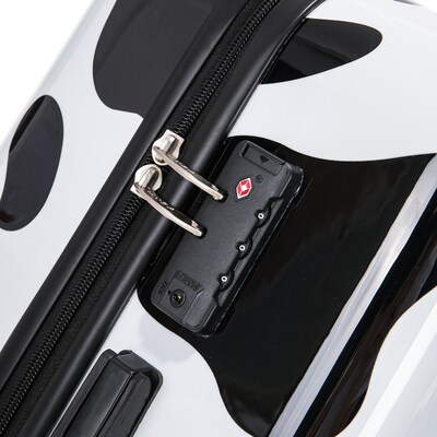 InUSA Prints 3-Piece Hardside Spinner Luggage Set, TSA Checkpoint Friendly, Cow Animal Print (IUAPCSML-COW)