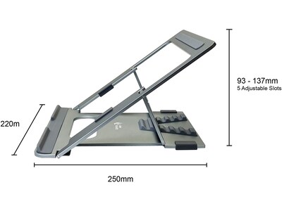 Amer 10" x 6" Aluminum Folding Laptop Stand for 15.6" Laptops, Silver (AMRNS01DG)