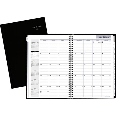 2027 AT-A-GLANCE DayMinder 8 x 11.75 Monthly Planner, Faux Leather Cover, Black (G470H-00-27)