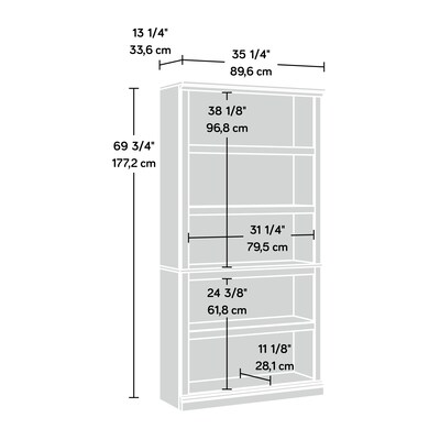 Sauder Select 70"H 5-Shelf Bookcase, White Plank (426423)