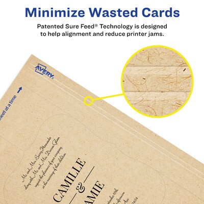 Avery Integrated Cards, 4.25" x 5.5", Matte Kraft Brown, 100/Box (95277)