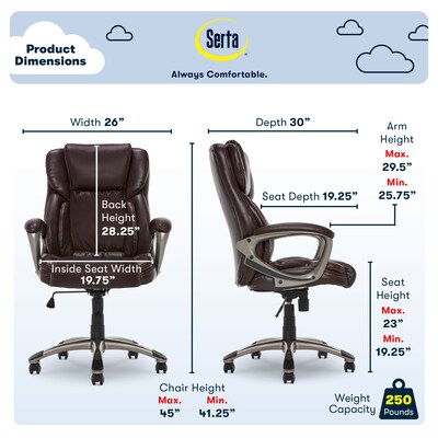 Serta Bonded Leather Executive Chair, Biscuit Brown (CHR200090)