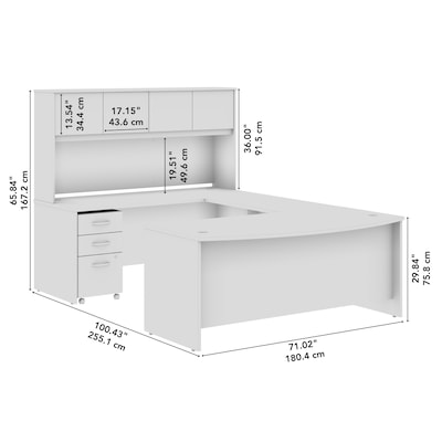 Bush Business Furniture Studio C 72"W U Shaped Desk with Hutch and Mobile File Cabinet, Natural Elm (STC003NESU)