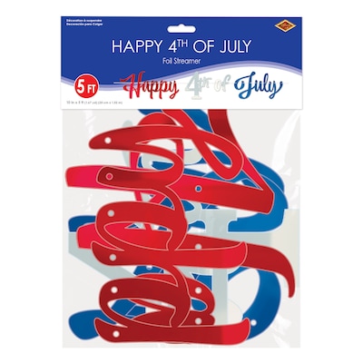 Beistle Happy 4th Of July Foil Streamer, 2/Pack (56430)